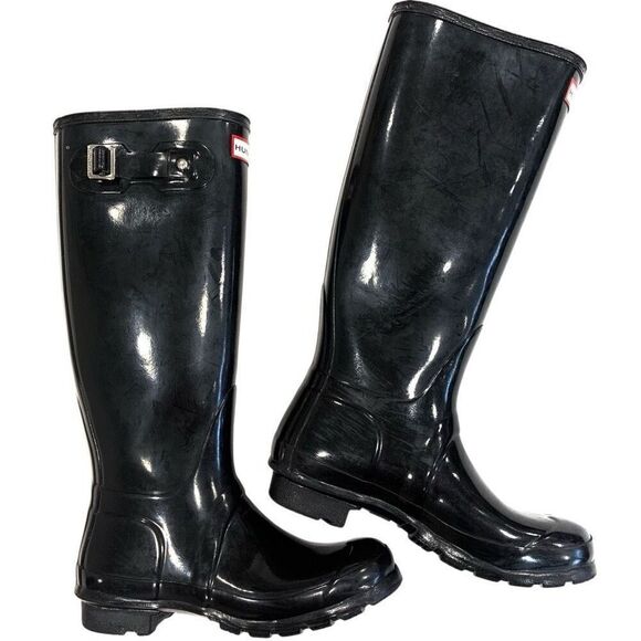 HUNTER Tall Glossy Wellies (Sz 37)